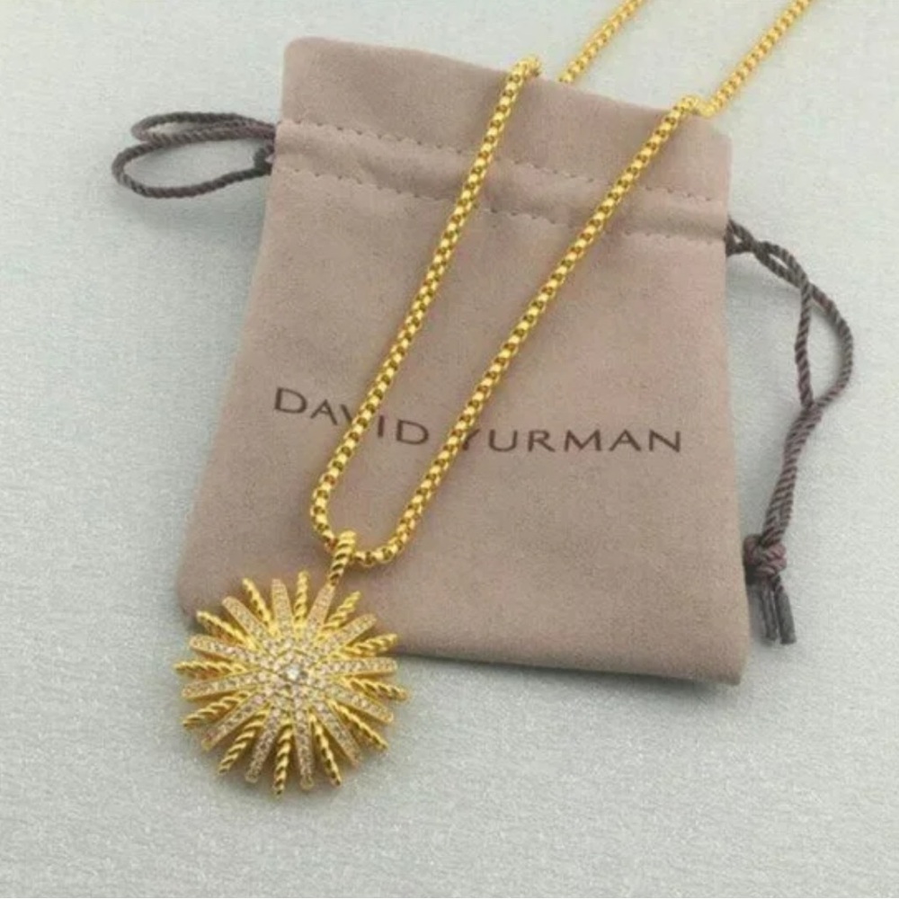 David Yurman Gold Sunburst Pendant Necklace